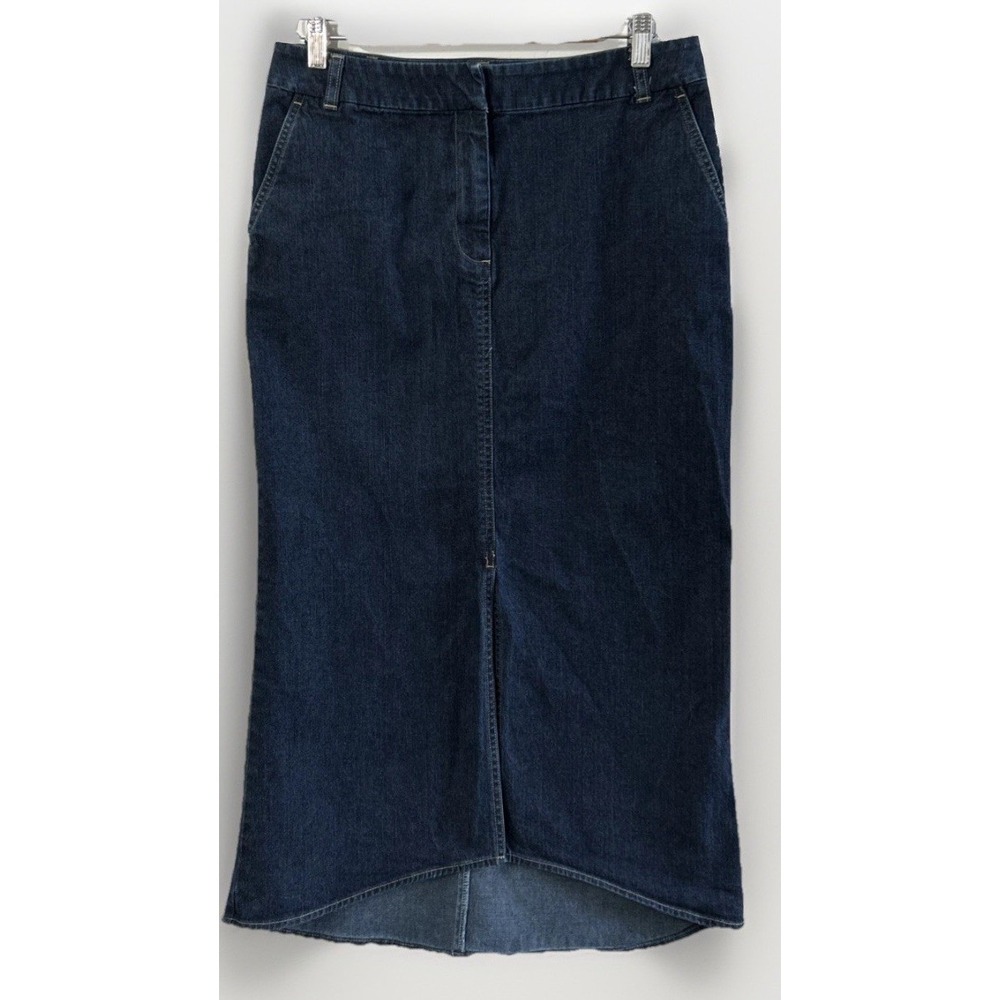 Women's Lands End Denim Jean Maxi‎ Skirt Sz 10 Cotton Blend